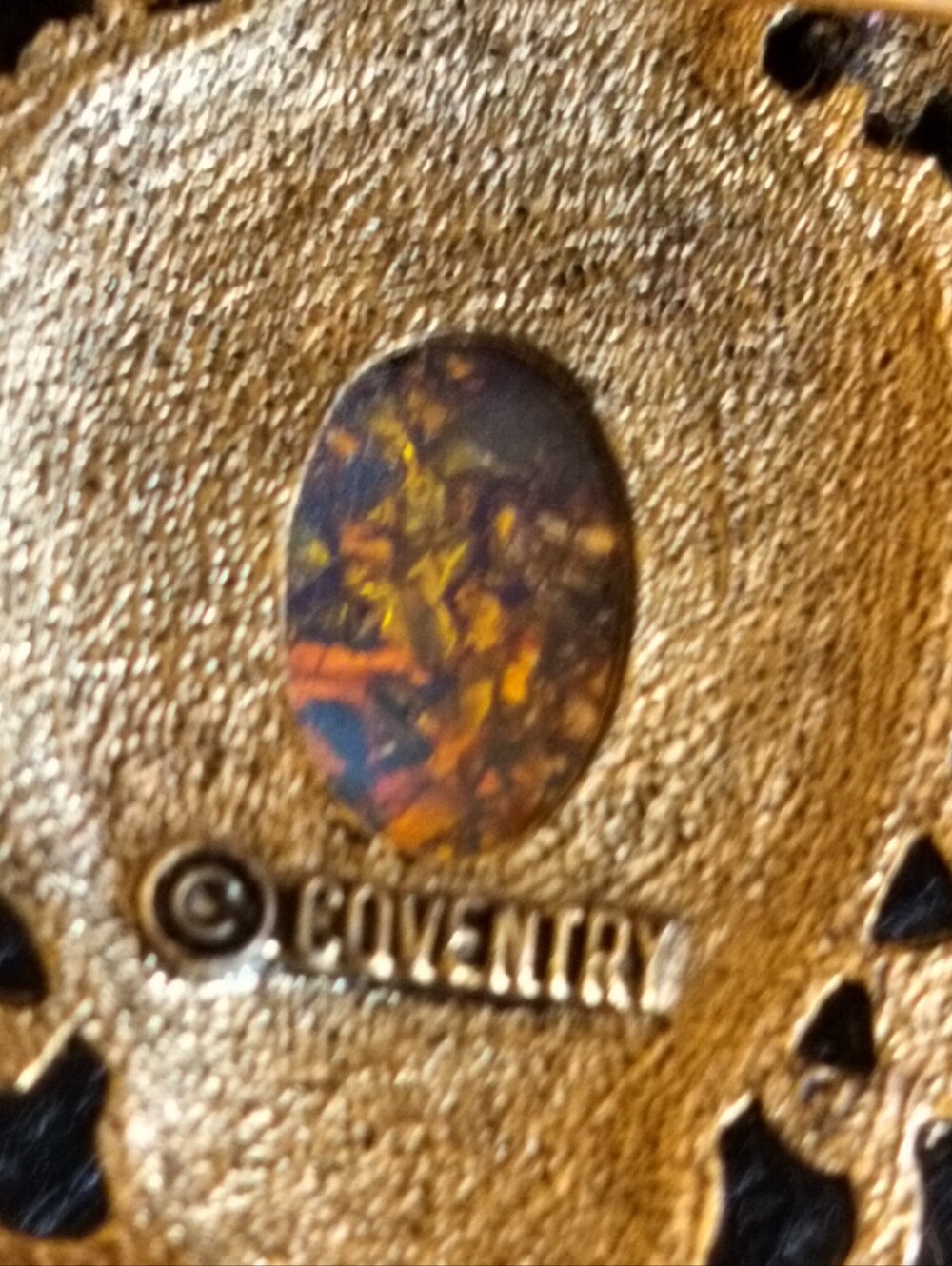Vintage 1974 Sarah Coventry Contessa Crown Brooch Pendant Faux Fire Opal Signed - Picture 5 of 8